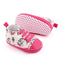 Baby Pink Cartoon Print with Laces Booties BTS9021C